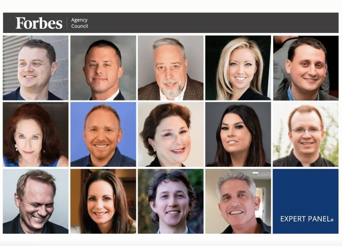 Grid of photos of Forbes Agency Council Members